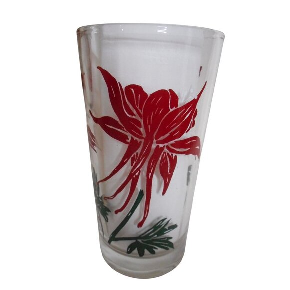 Vintage Glass Boscul Peanut Butter COLUMBINE Red White Backward 3 for Script E - Picture 3 of 5